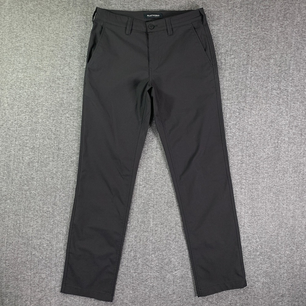 Bluffworks Ascender Pants Men 30x32  Regular Fit Black Modern Office Casual